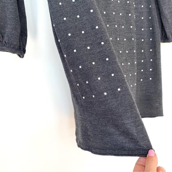 Calvin Klein dress with wide crew neckline & sparkly gems, pullover, wool blend - Picture 4 of 9